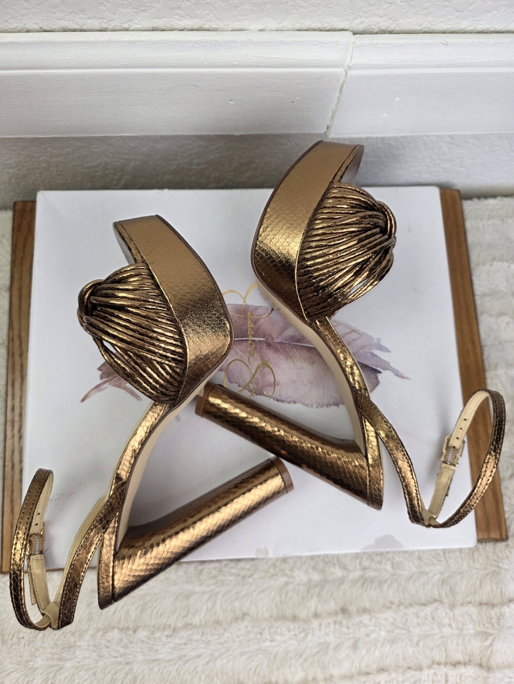 Jessica Simpson Immie Knotted Platform Sandals Bronze - Picture 12 of 14